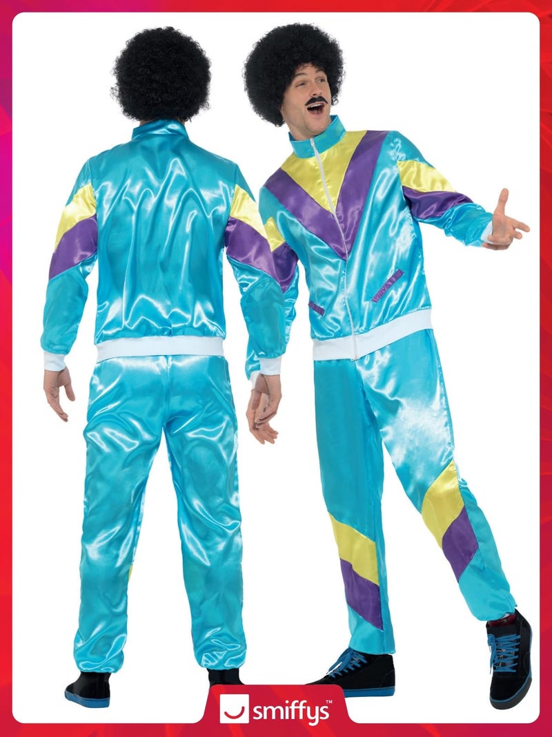 Smiffys mens 80s Height of Fashion Shell Suit Adult Sized Costume, Blue, M - US Size 38-40 - Image 4